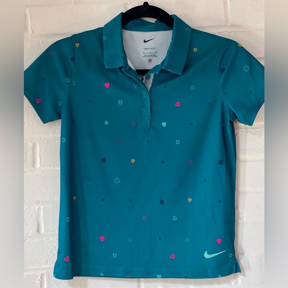 NEW Nike Dri-FIT Victory Big Kids' (Girls') Printed Golf Polo | Teal Print | Med - Picture 3 of 10
